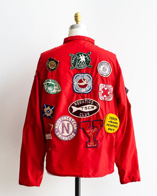 【VINTAGE】70s Pro-Knitwear Coach Jacket "AQUATICS"