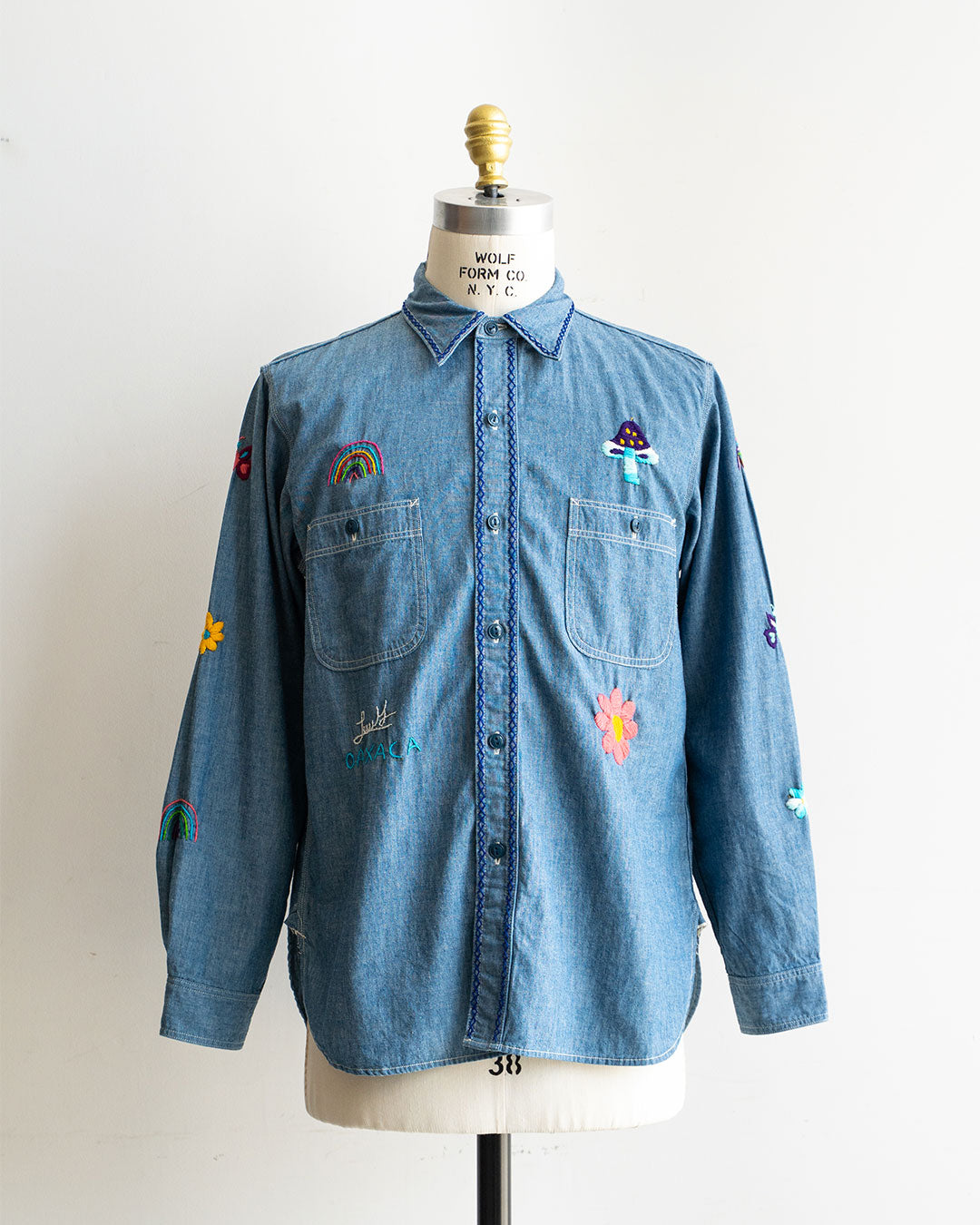 【Behind The River】Work Chambray Shirts『Hand Embroidery In Oaxaca Mexico』