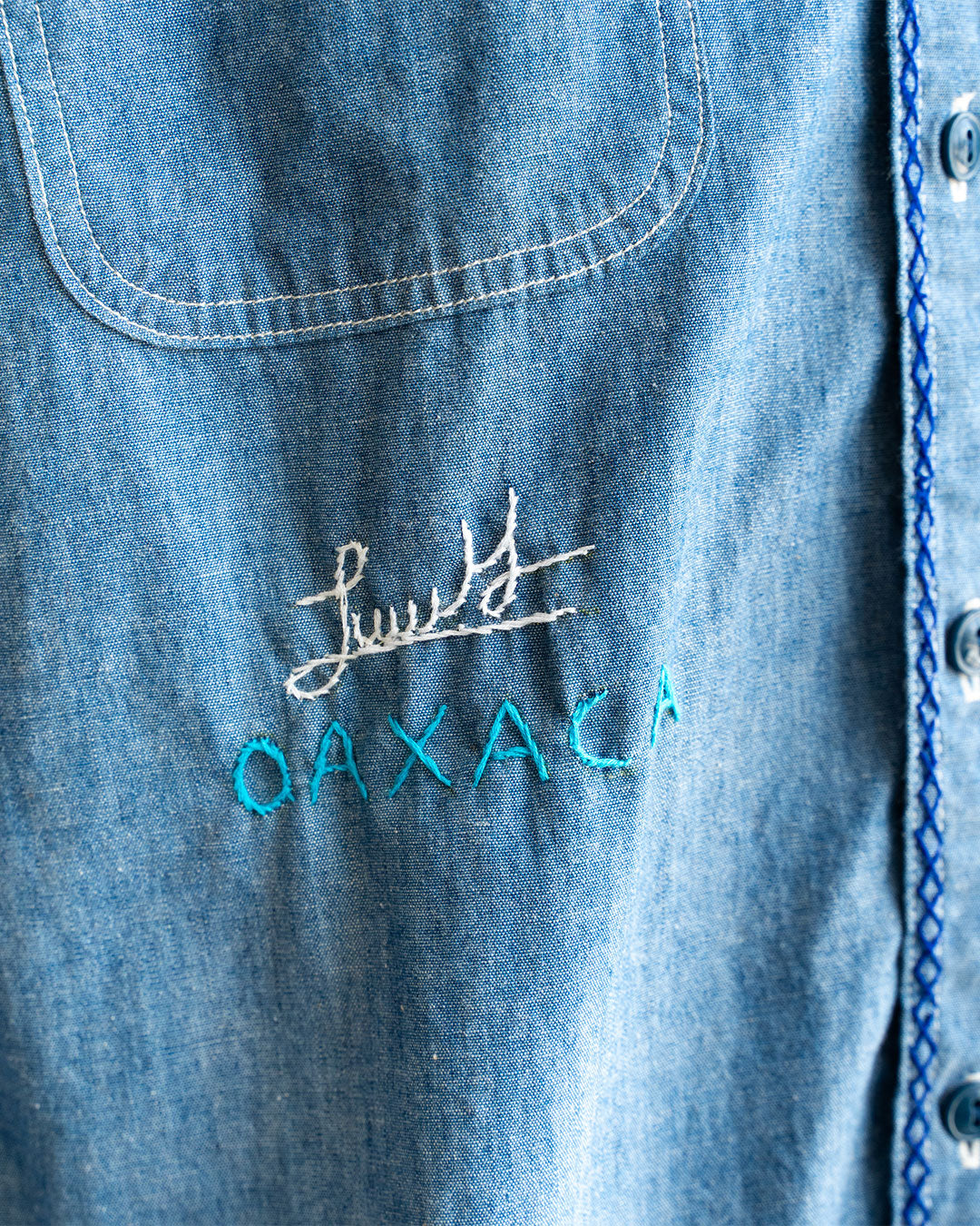 【Behind The River】Work Chambray Shirts『Hand Embroidery In Oaxaca Mexico』