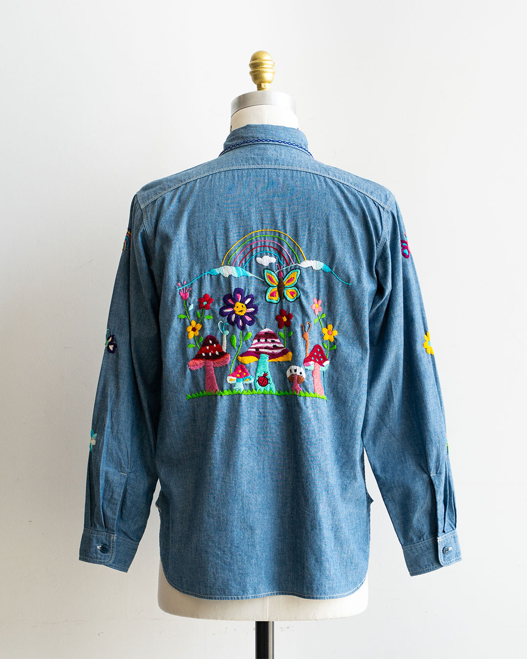 【Behind The River】Work Chambray Shirts『Hand Embroidery In Oaxaca Mexico』