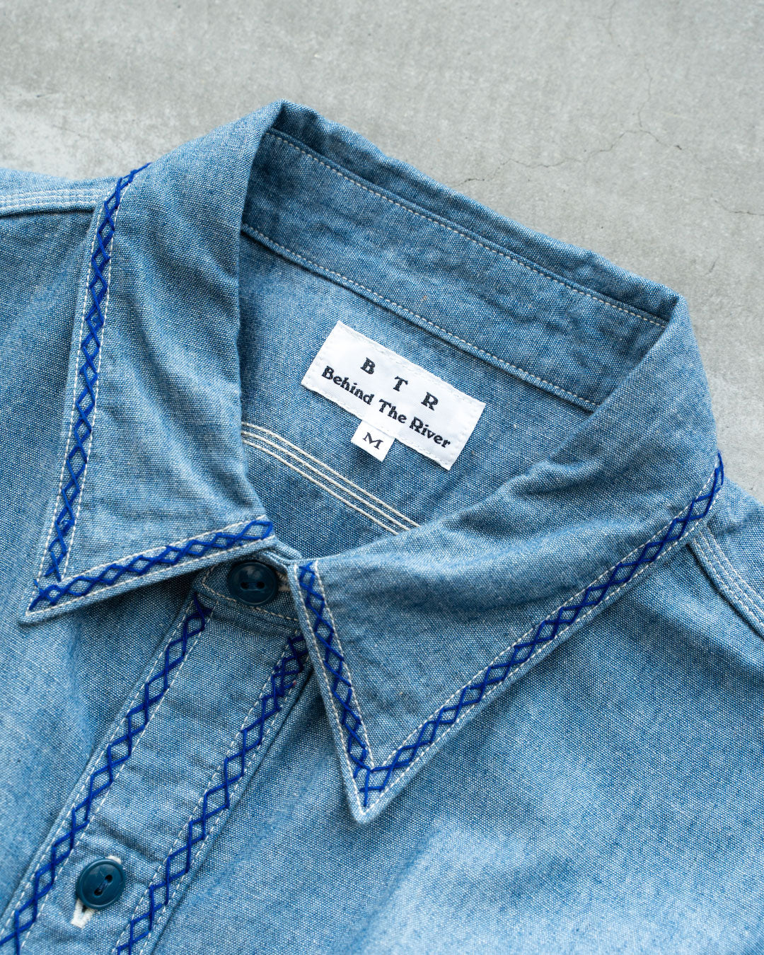 【Behind The River】Work Chambray Shirts『Hand Embroidery In Oaxaca Mexico』
