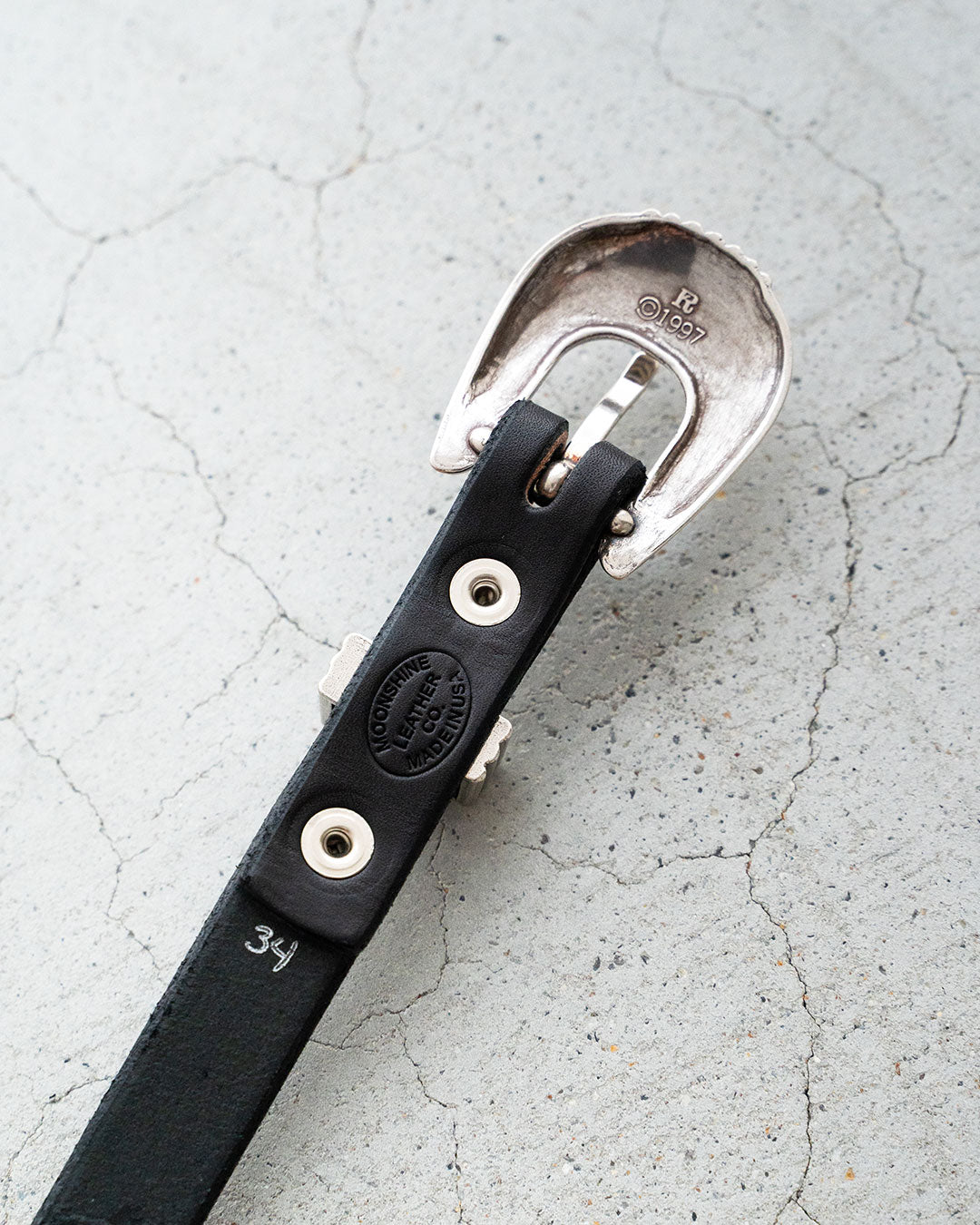 【MOONSHINE】Del Rio Buckle Western Leather Long Belt ”Made IN USA"