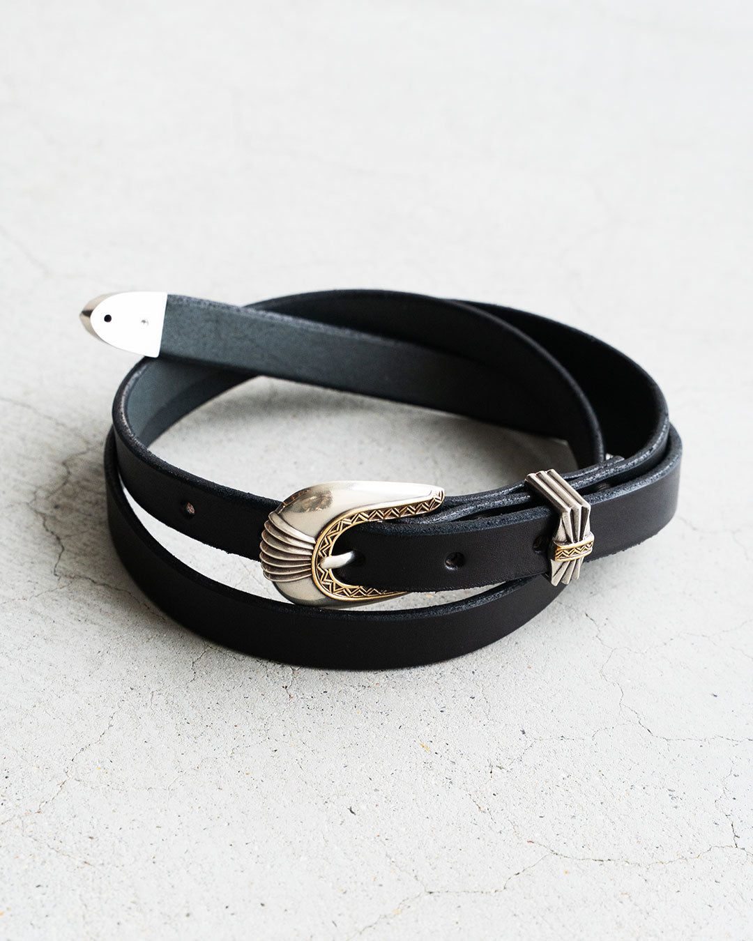 【MOONSHINE】Del Rio Buckle Western Leather Long Belt ”Made IN USA"
