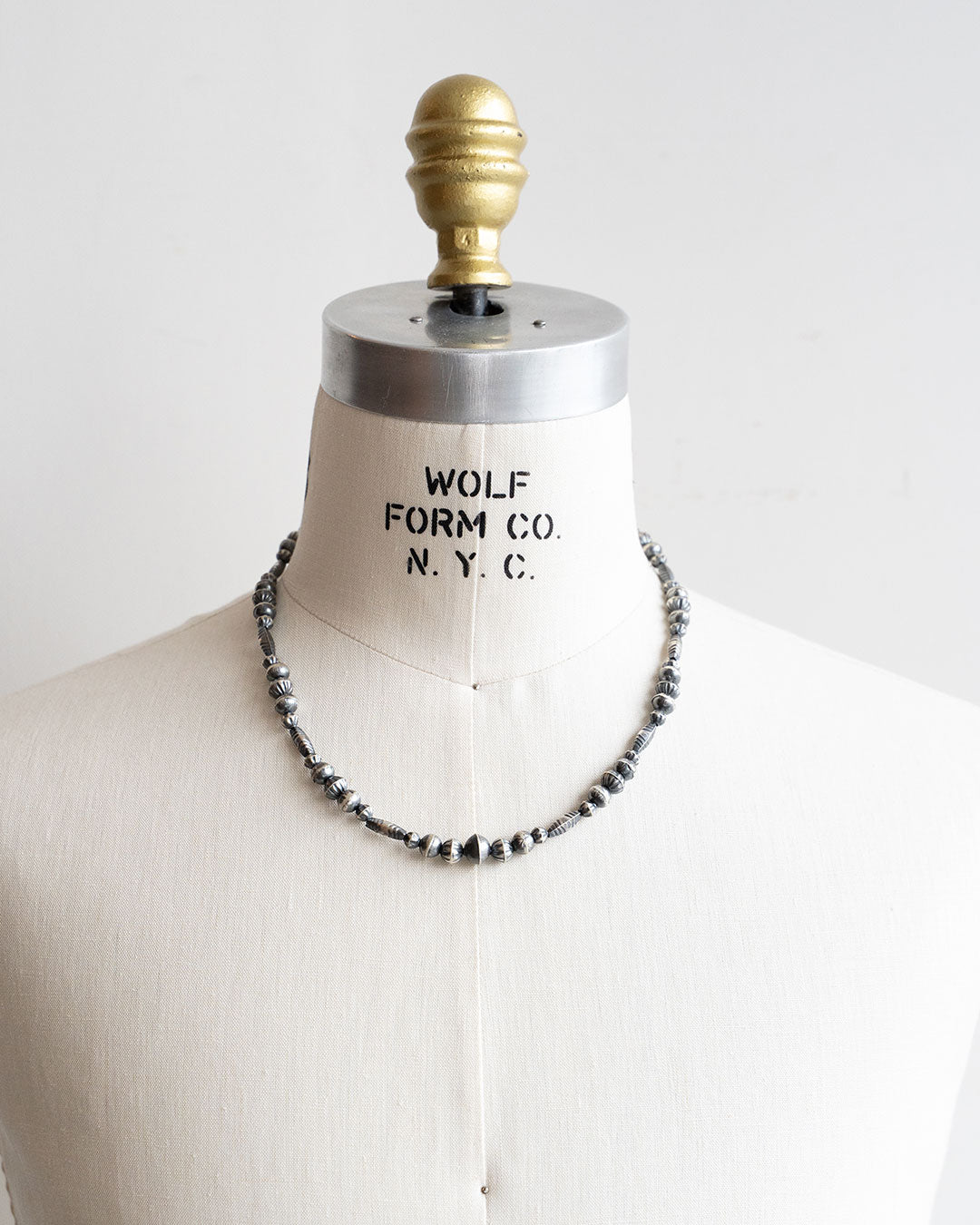 【Indian Jewelry】60-70s Vintage Navajo Pearl Handmade Silver Bead Necklace 『55cm』②