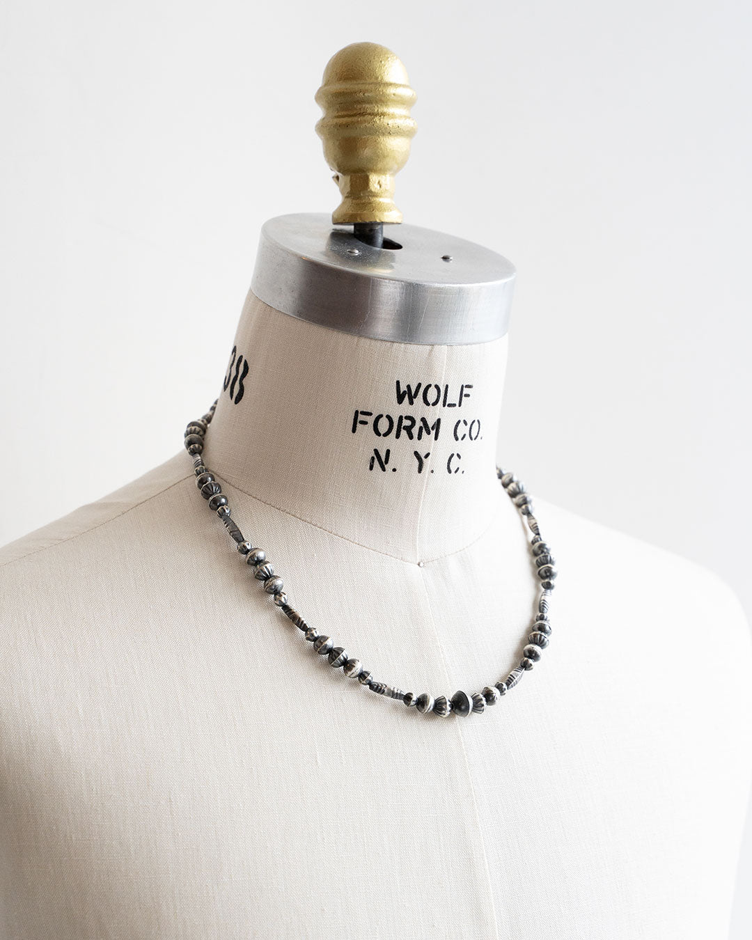 【Indian Jewelry】60-70s Vintage Navajo Pearl Handmade Silver Bead Necklace 『55cm』②