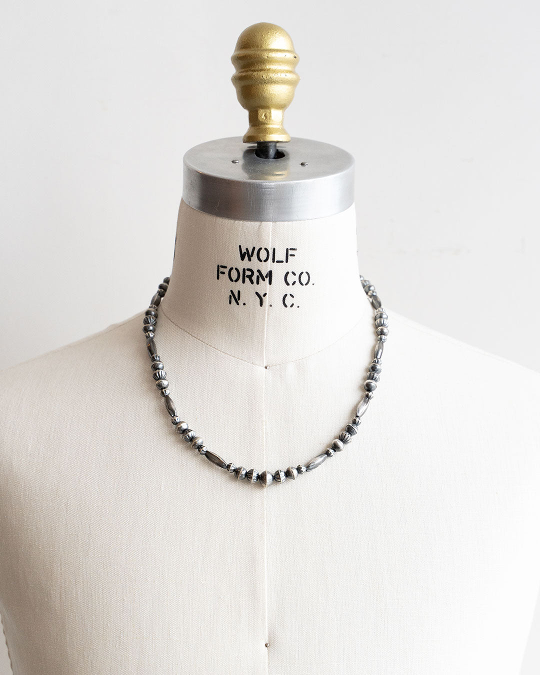 【Indian Jewelry】60-70s Vintage Navajo Pearl Handmade Silver Bead Necklace 『55cm』③