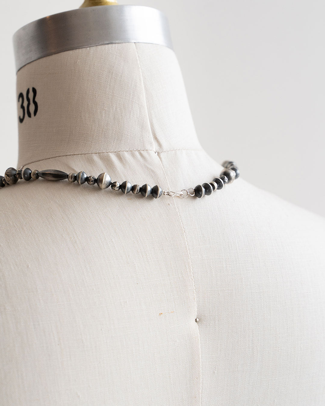 【Indian Jewelry】60-70s Vintage Navajo Pearl Handmade Silver Bead Necklace 『70cm』②