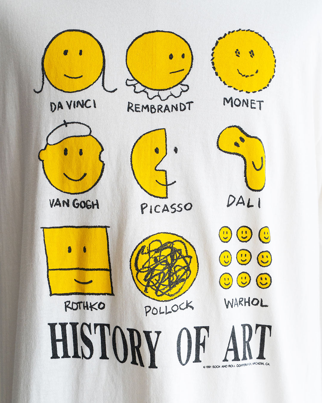 【VINTAGE】90s『HISTORY OF ART』Smiley Art Printed T-Shirt 『Made in U.S.A』