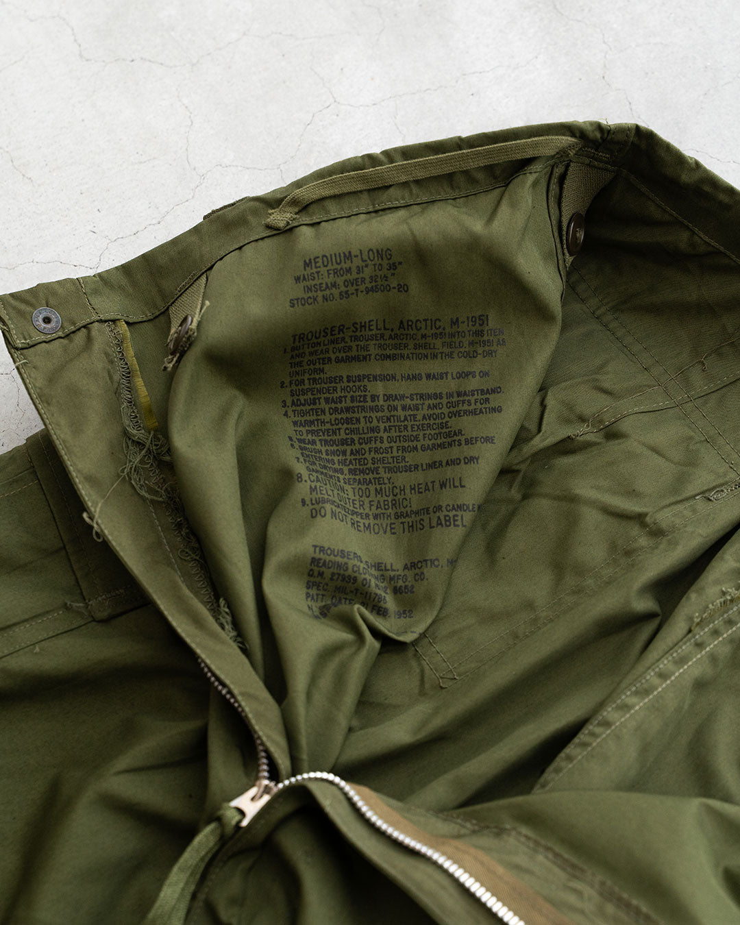 【DEADSTOCK】50s US Army M-51 Arctic Trousers