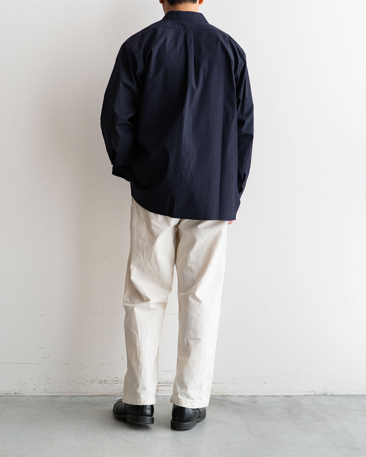 【STILL BY HAND】Regular Collar Shirts "Navy Stripe"