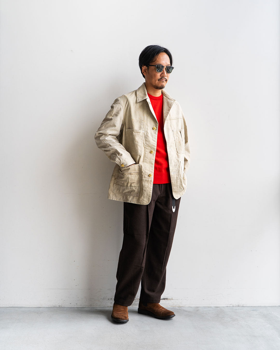 【HEXICO】Coverall .30-40s Style 『US Old Drop Cloth / Brass Button』①