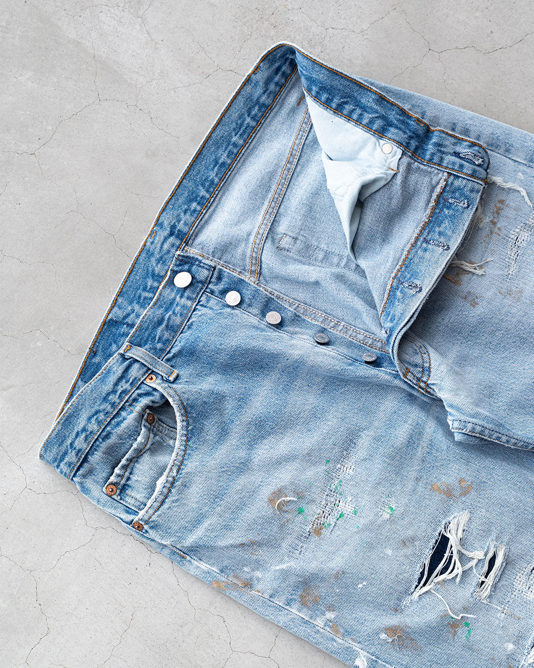 【Re FORT】Levis 501 “Made In USA” 『Crash & Paint』『Size W36』2-①