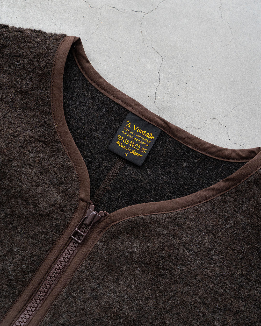 【A VONTADE】Wool Pile Zip Cardigan