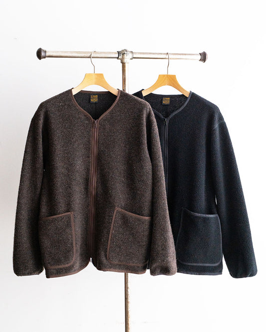 【A VONTADE】Wool Pile Zip Cardigan