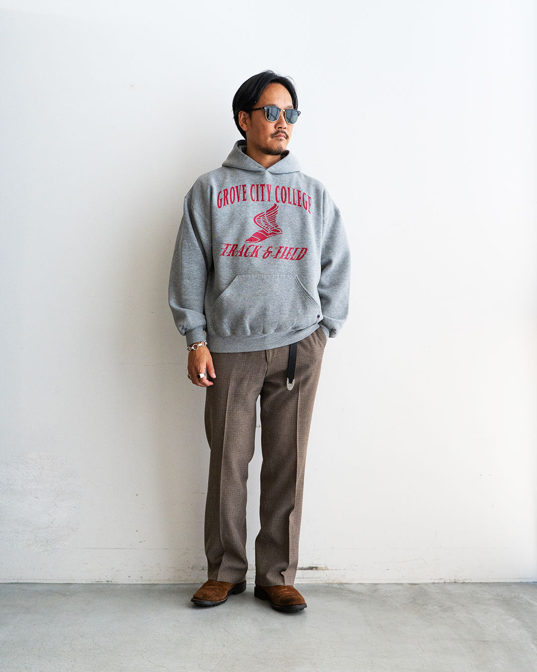 【VINTAGE】90s RUSSELL ATHLETIC Sweat Hoodie 『GROVE CITY COLLEGE』 Made in U.S.A.
