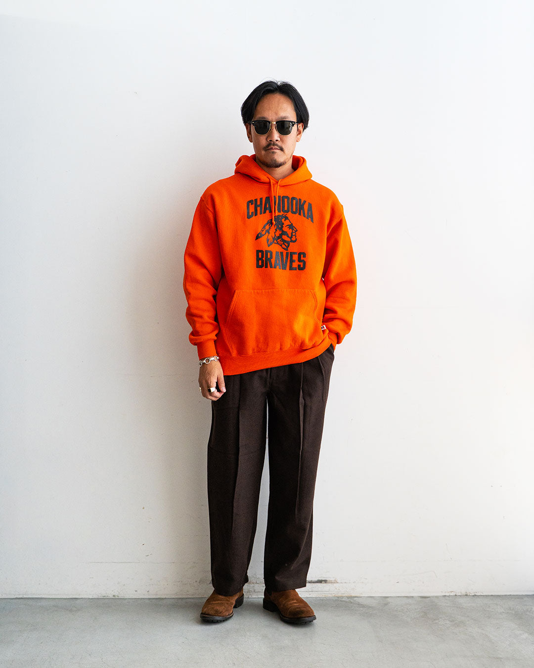 【VINTAGE】90s RUSSELL ATHLETIC Sweat Hoodie 『CHANDOKA BRAVES』 Made in U.S.A.