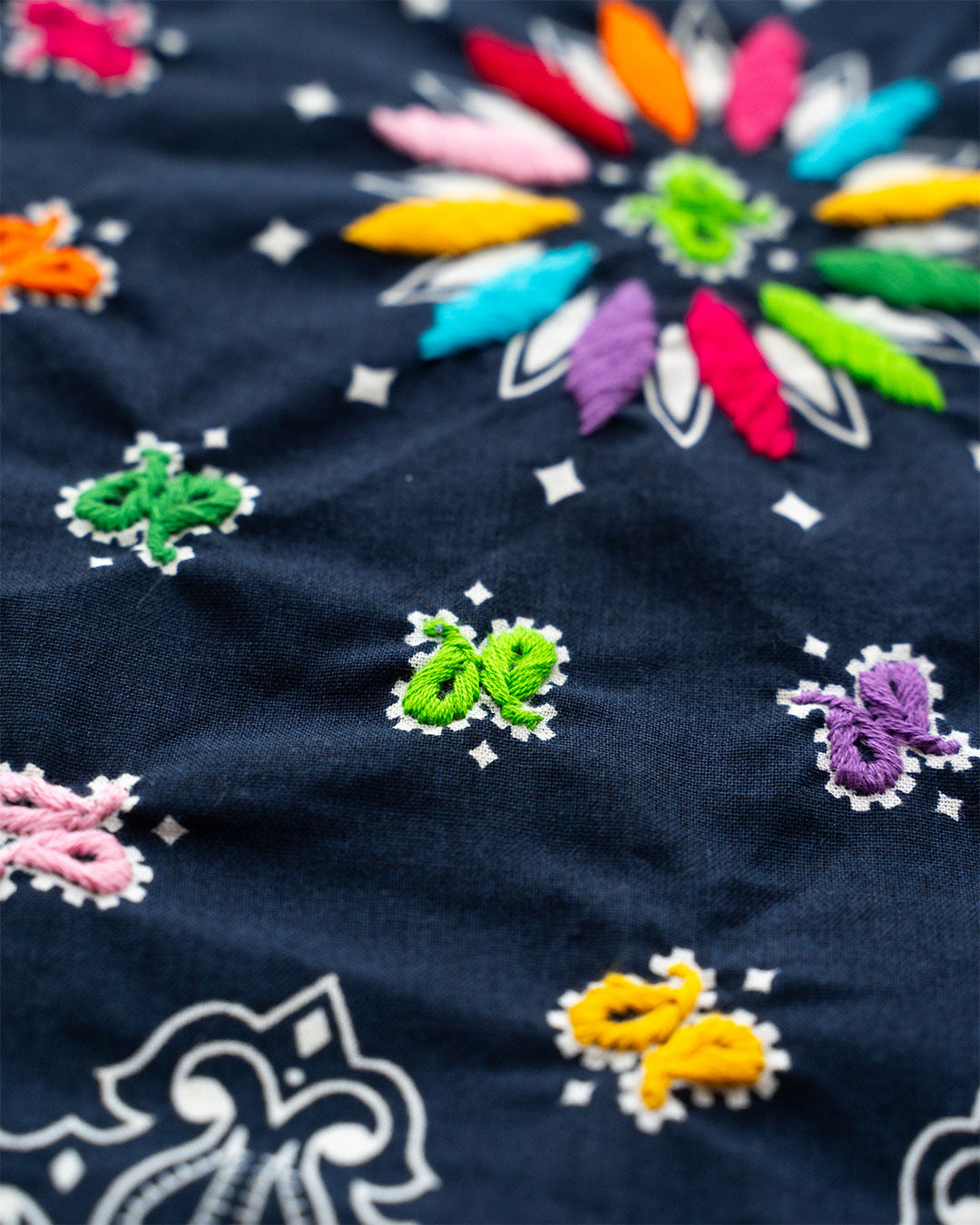 【Oaxaca】 Hand Embroidered Bandana 『made in USA』