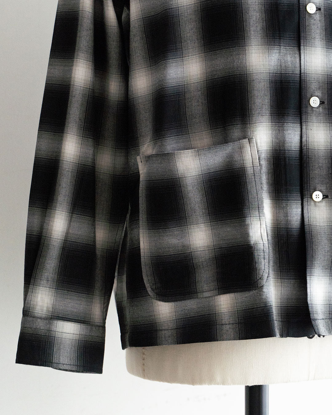 【A VONTADE】 Ombre Check Open Collar Shirts