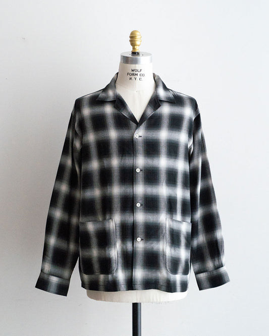 【A VONTADE】 Ombre Check Open Collar Shirts