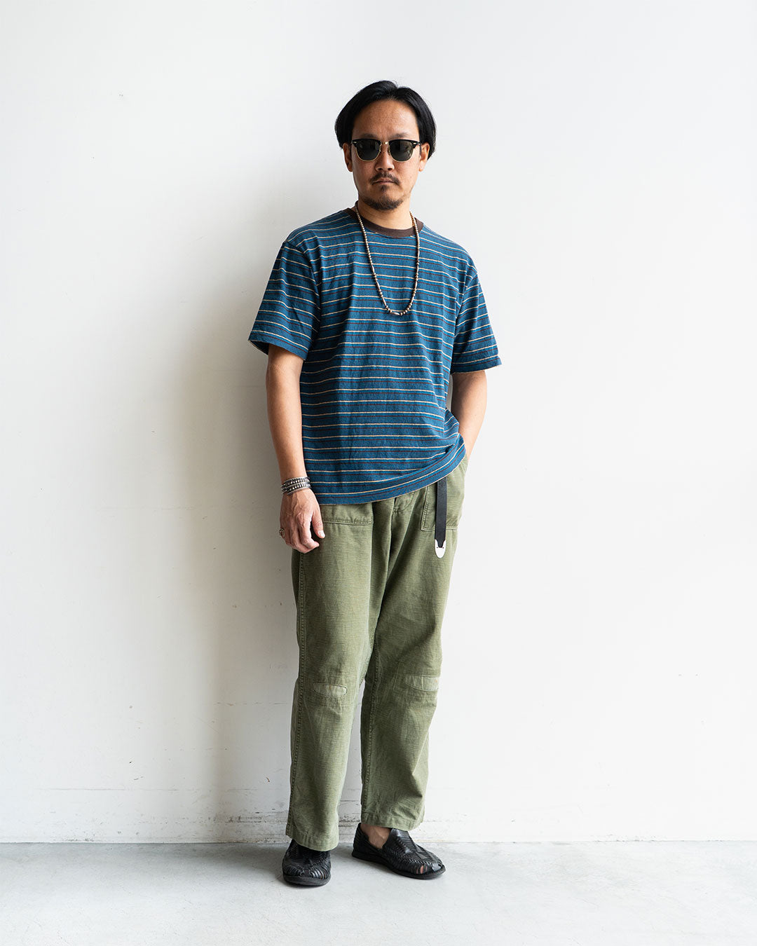 着用モデル 身長175cm　体重69kg　着用サイズ 40　COLOR Deep Blue
