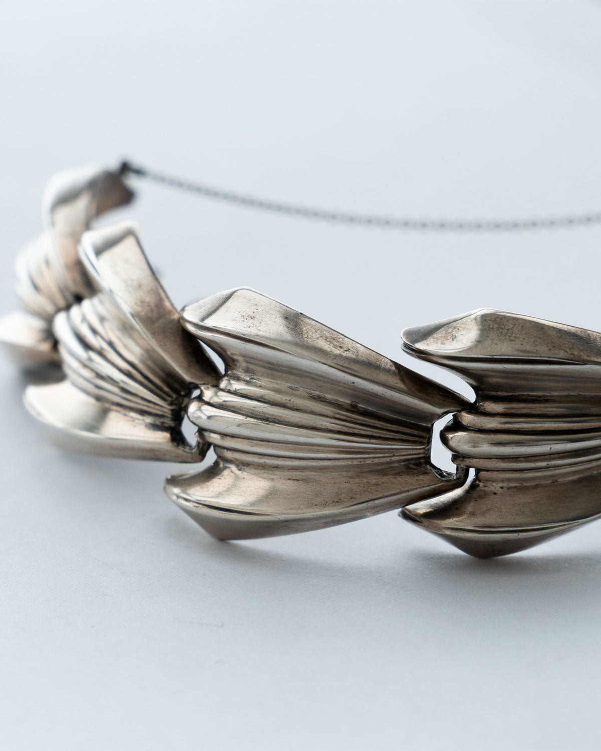 【VINTAGE】40-50s Vintage Mexican Silver Wide Bracelet "PARISINA"