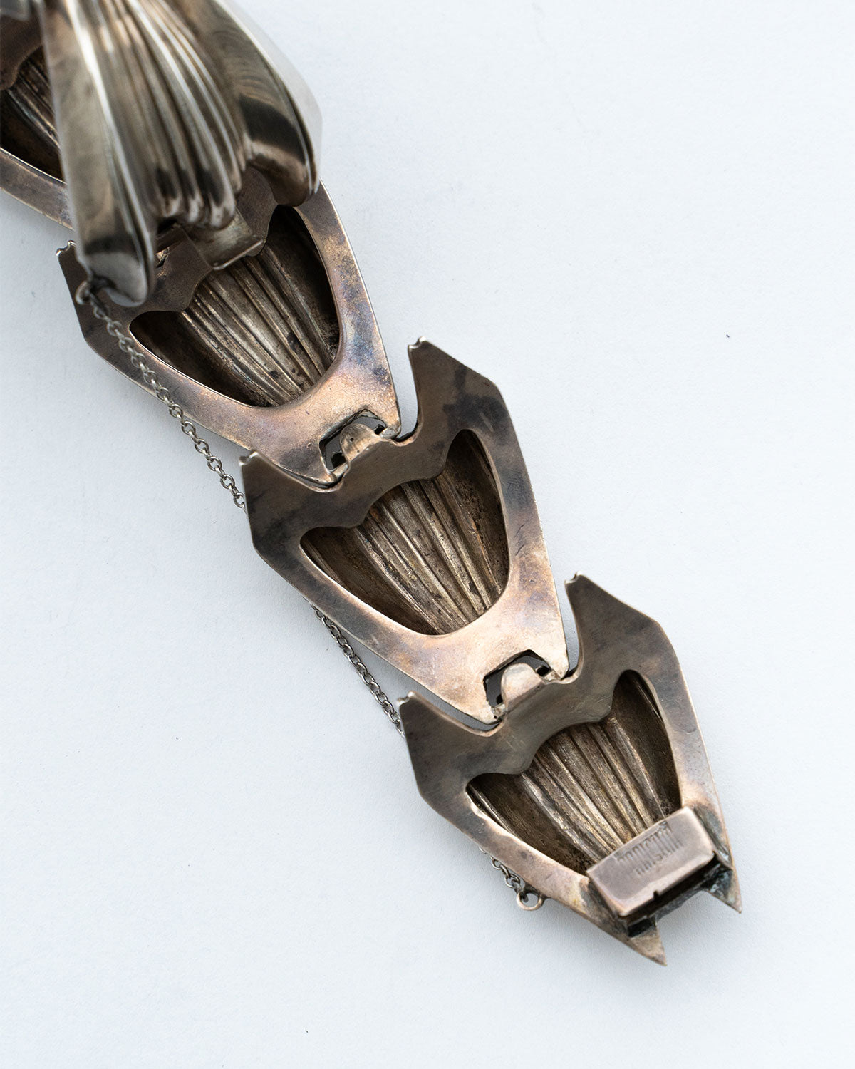 【VINTAGE】40-50s Vintage Mexican Silver Wide Bracelet "PARISINA"