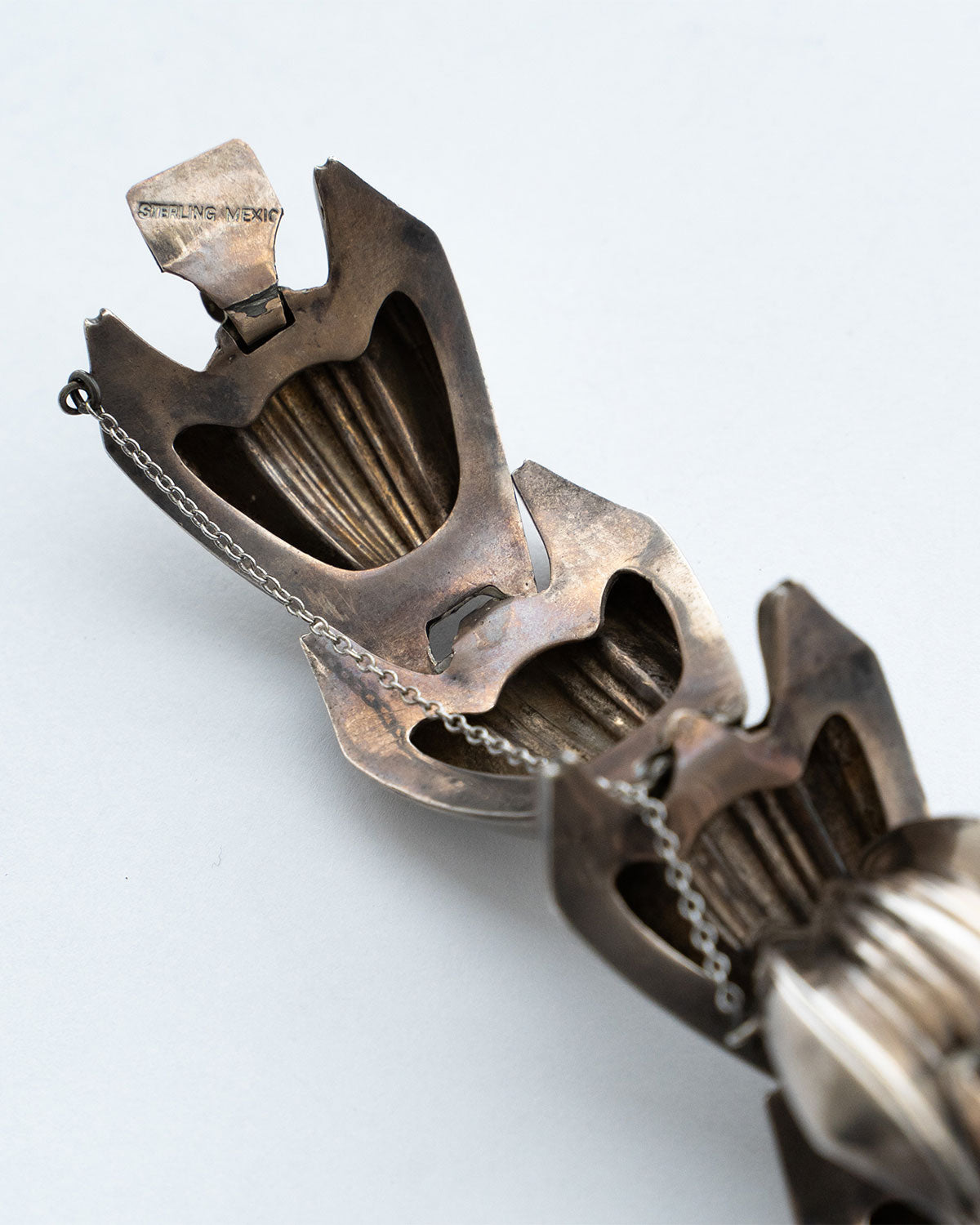 【VINTAGE】40-50s Vintage Mexican Silver Wide Bracelet "PARISINA"