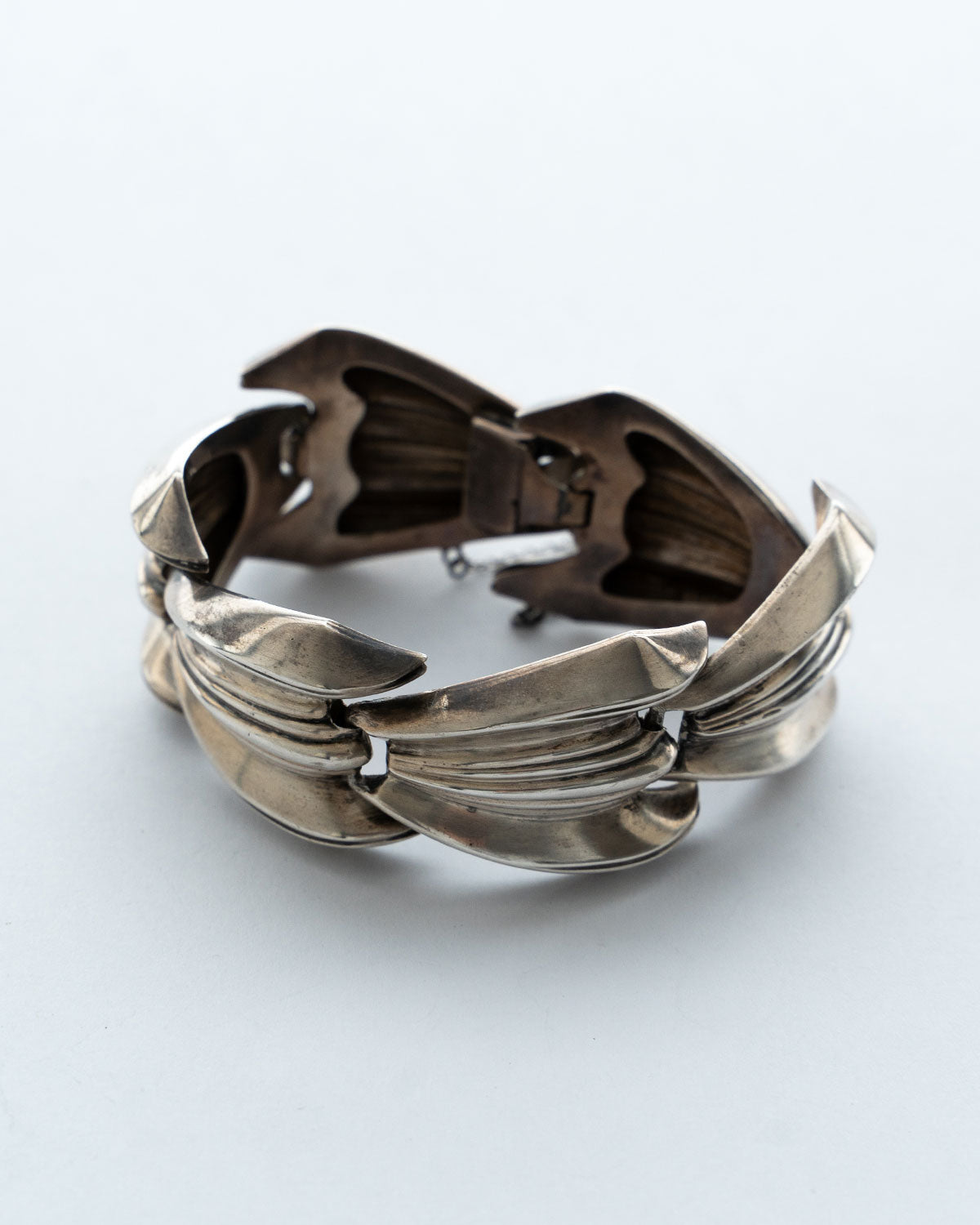 【VINTAGE】40-50s Vintage Mexican Silver Wide Bracelet "PARISINA"