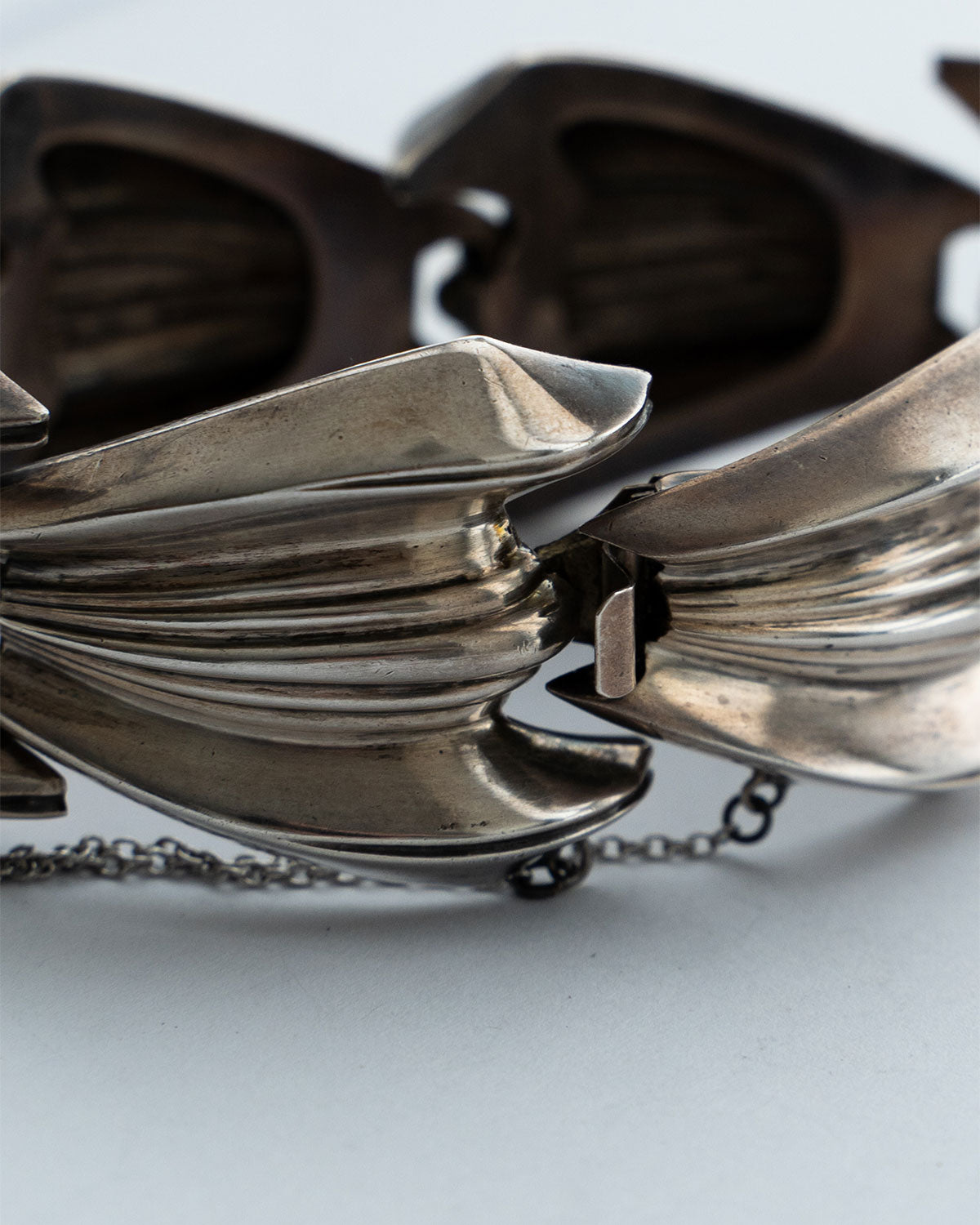 【VINTAGE】40-50s Vintage Mexican Silver Wide Bracelet "PARISINA"