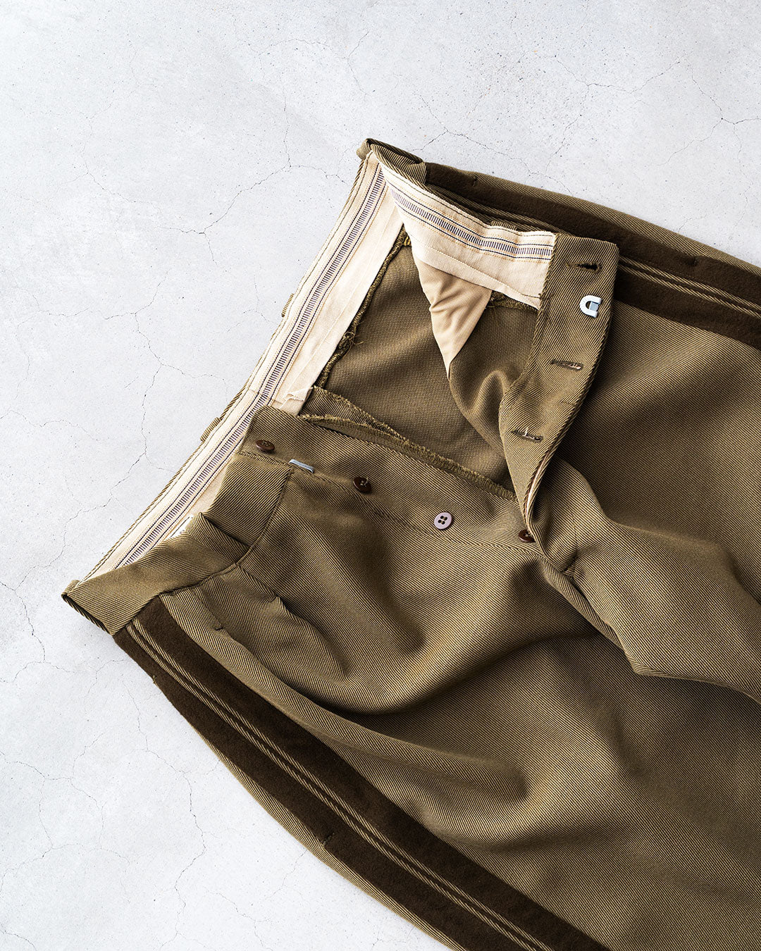 【DEADSTOCK】60s French Military Side Line Wool Trousers