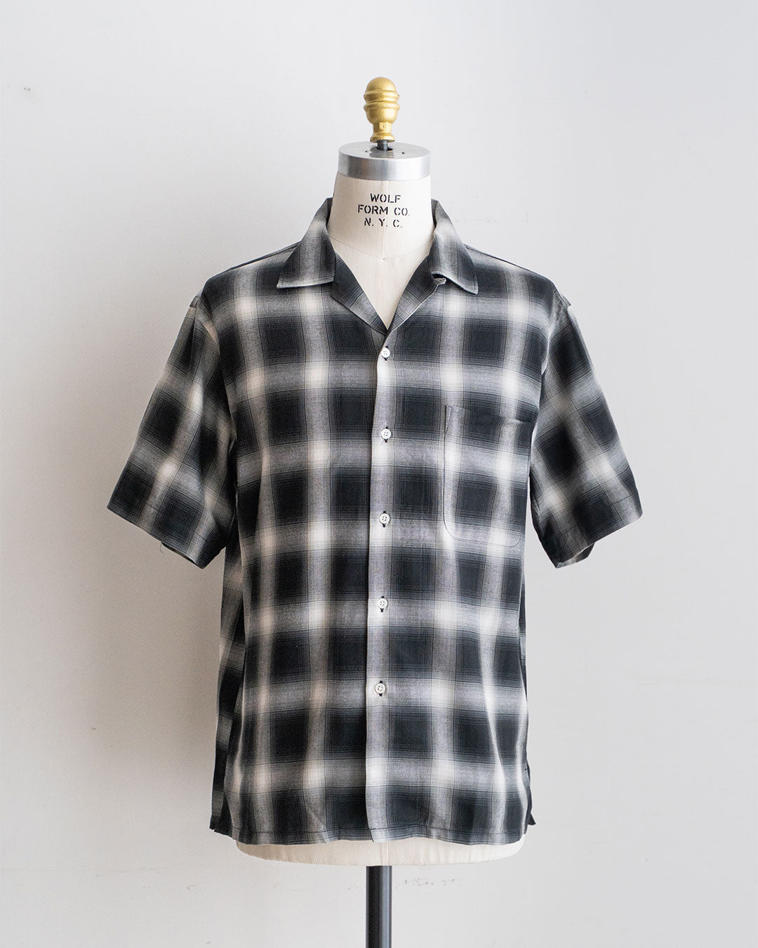 【A VONTADE】 Ombre Check Open Collar Short Sleeve Shirts