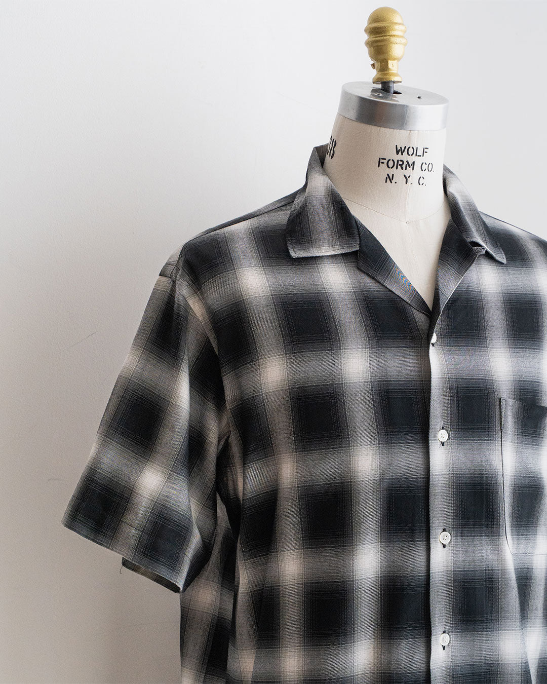 【A VONTADE】 Ombre Check Open Collar Short Sleeve Shirts