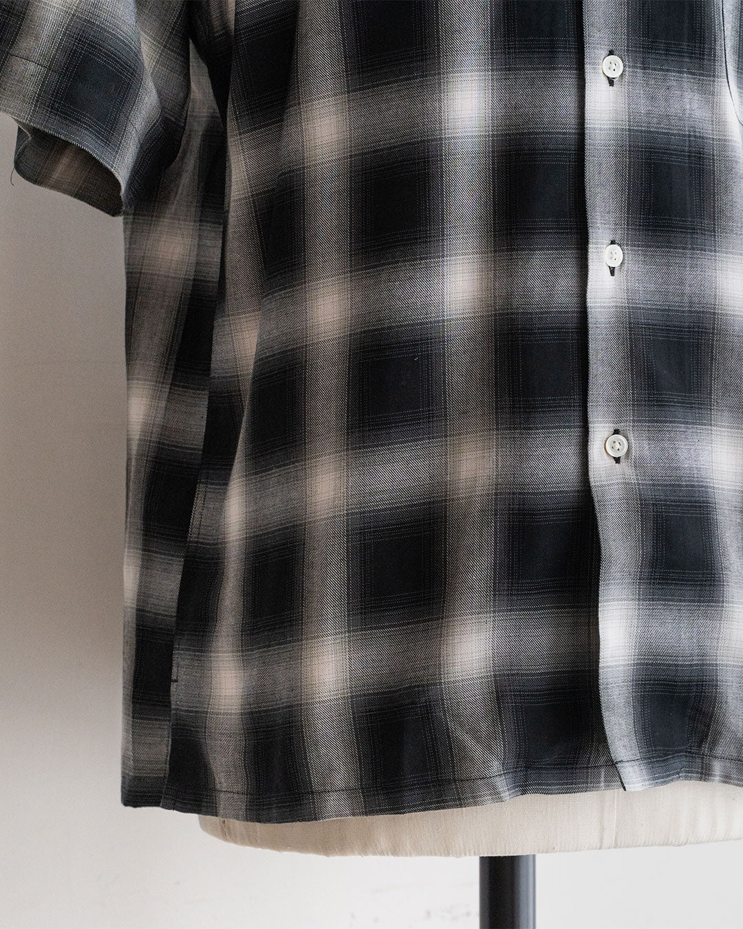 【A VONTADE】 Ombre Check Open Collar Short Sleeve Shirts