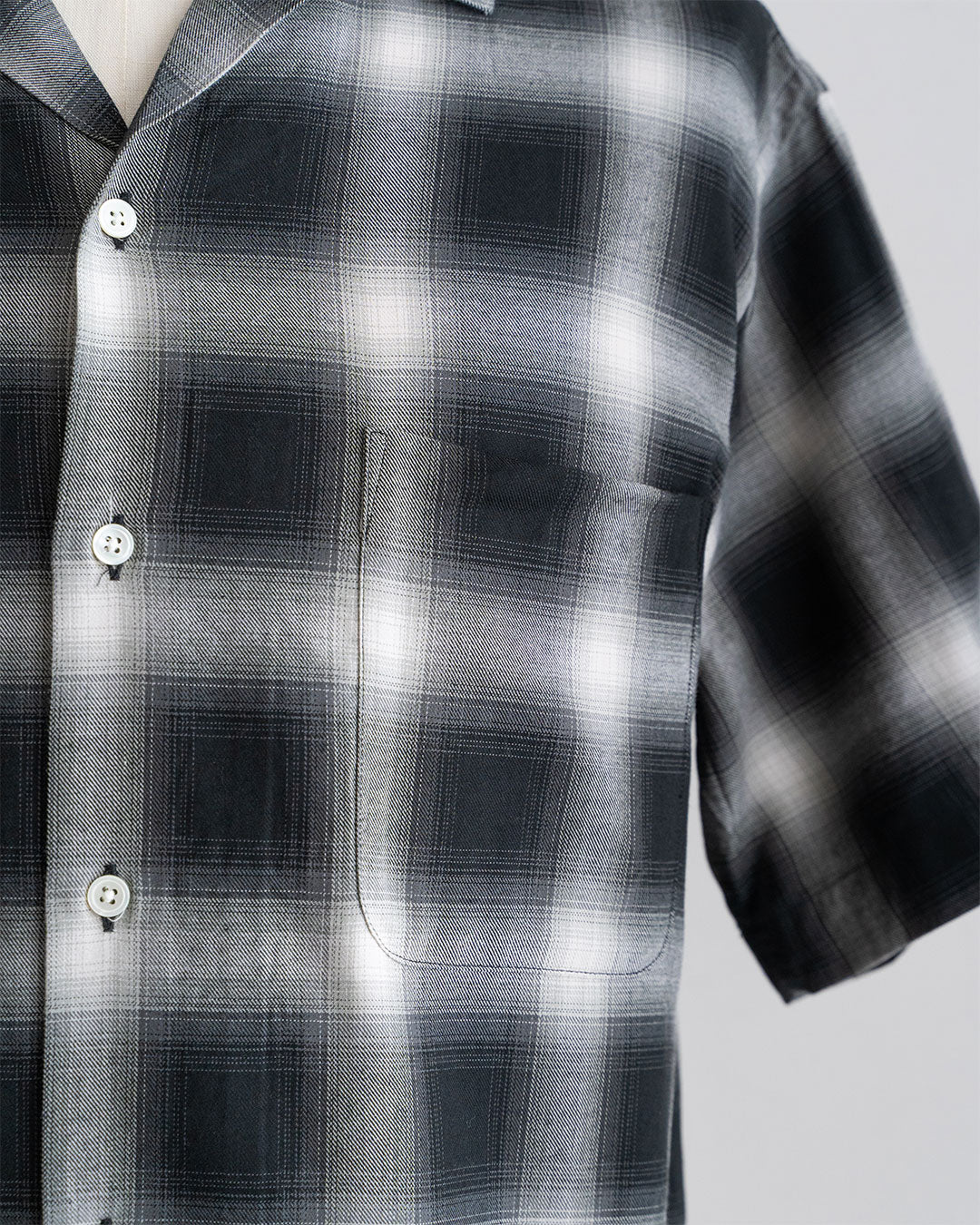 【A VONTADE】 Ombre Check Open Collar Short Sleeve Shirts