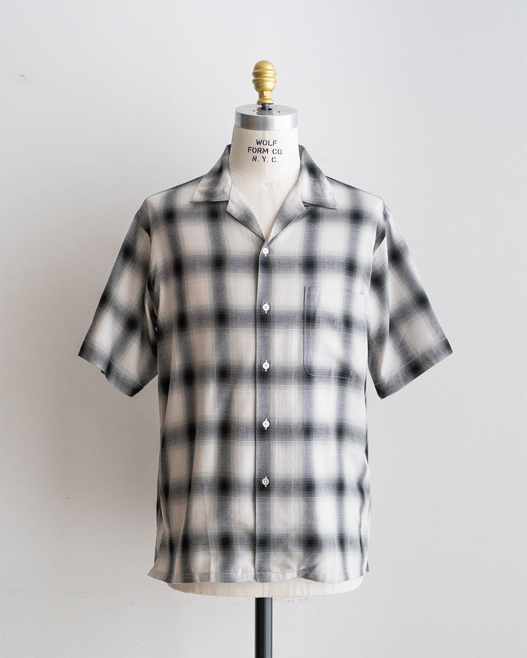 【A VONTADE】 Ombre Check Open Collar Short Sleeve Shirts