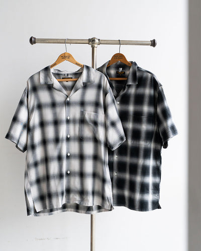 【A VONTADE】 Ombre Check Open Collar Short Sleeve Shirts