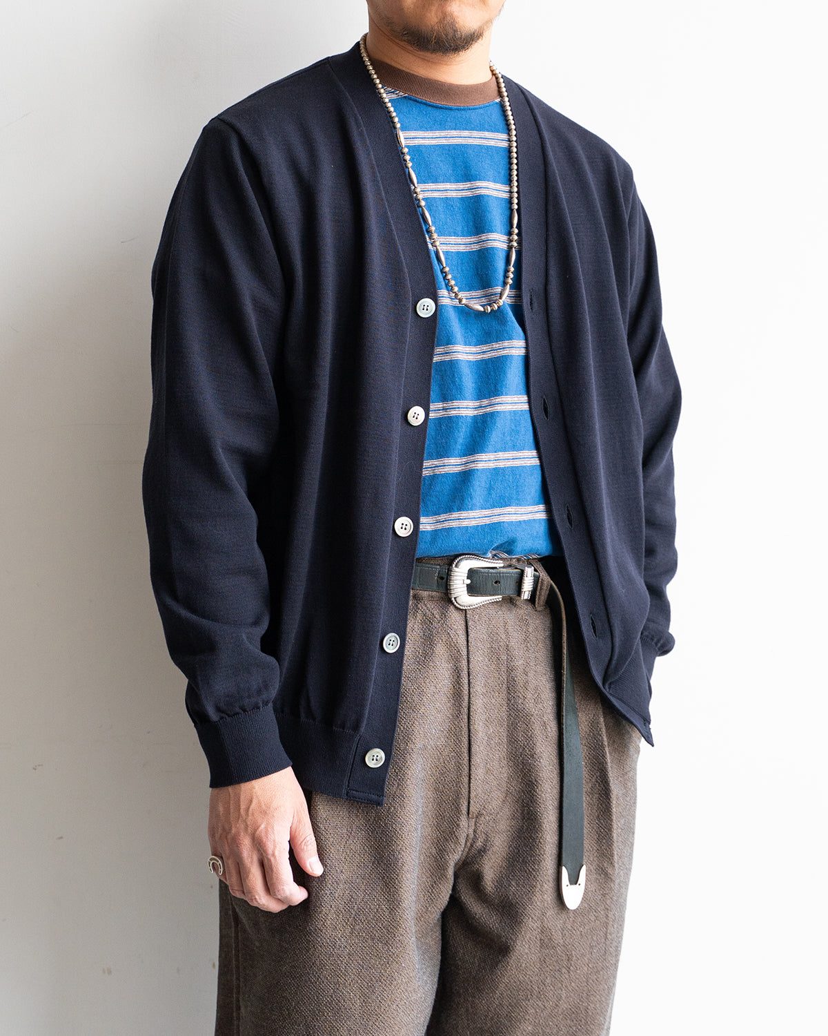 【Yonetomi】 High Twist Cotton Knit Cardigan