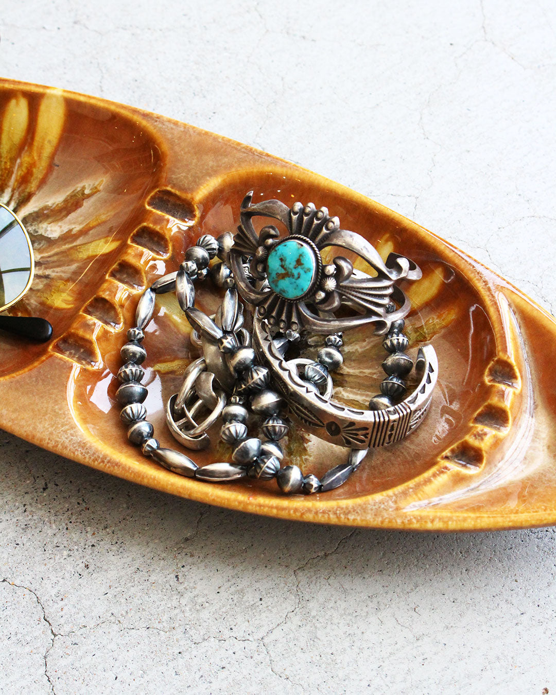 【VINTAGE】60-70s Mid Century Marble Ashtray 『Made In USA』