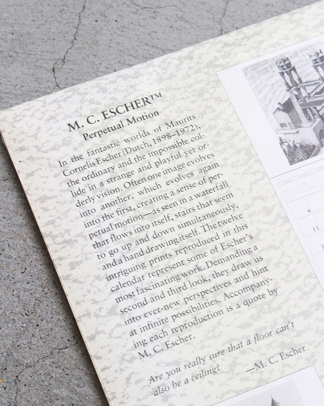 【DEADSTOCK】90s M.C. ESCHER “Perpetual Motion” 1998 Calendar