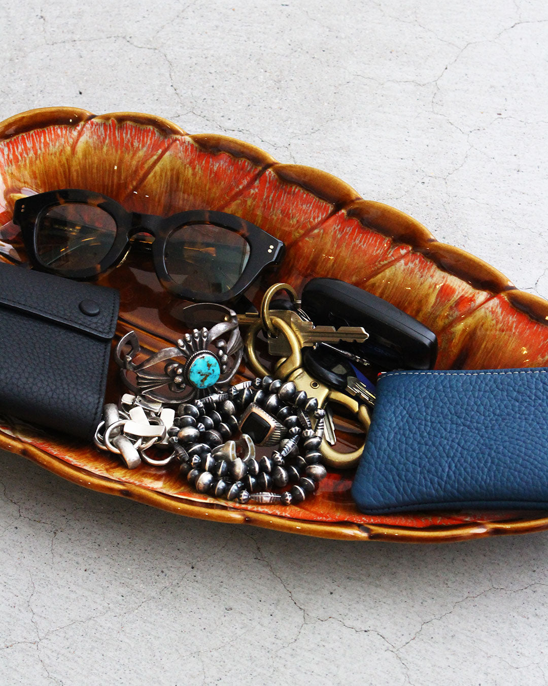 【VINTAGE】60s Mid Century Marble Leaf Tray (Maurice Of Calif) 『Made In USA』