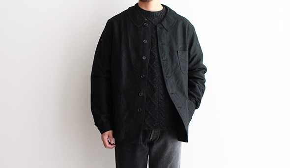 【美品】ブラックモールスキン　フレンチワークジャケット
