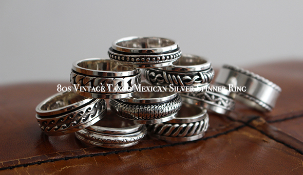 【VINTAGE】80s Vintage Taxco Mexican Silver Spinner Ring.店頭 
