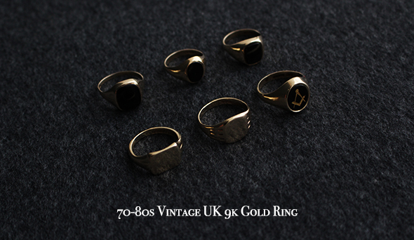 【VINTAGE】70-80s Vintage UK 9k Gold Ring.コツコツと集めてい 