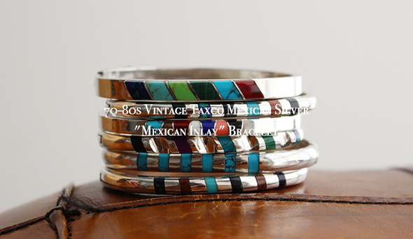 【VINTAGE】70-80s Vintage Taxco Mexican Silver “Mexican Inlay 